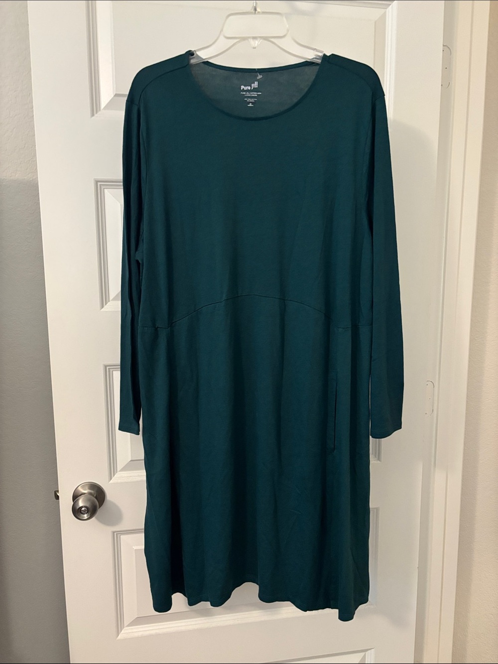 J. Jill Pure Jill Dark Green swing dress SZ 2X dipped hem pima cotton blend soft